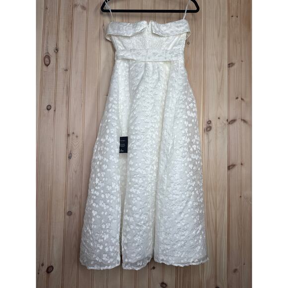 NWT Lulus Enviable Grace White Burnout Strapless Belted Midi Dress Wedding Sz M - Picture 5 of 7